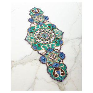 Chemins de table perlés exquis et extravagants Design de feuilles multicolores Décor de table brodé à la main Chemin perlé brodé - Product Image 6