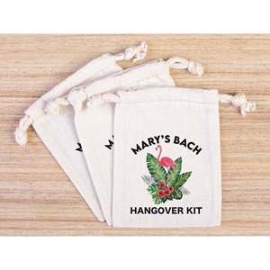 Custom Name Flamingo <b>Hangover</b> <b>Kit</b> Cotton Bags Party <b>Recovery</b> Bags with Personalized Flamingo Design - Product Image 5
