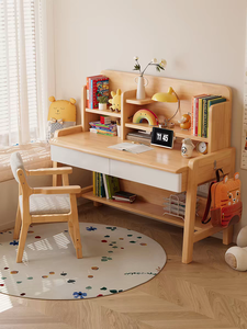 Blue Wood Study <b>Desk</b> with Bookshelf Storage for Kids Bedroom Home Office Furniture Set - Product Image 5
