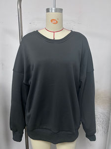 Sudadera de cuello redondo personalizada Varsity, parche de apliques bordados transpirables, cuello de rayas de cuello alto, Letra de ajuste de contraste de invierno - Product Image 5