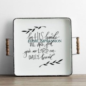 Plateau de sécurité alimentaire pour décor de cuisine de forme ronde de qualité supérieure avec manche en bois naturel - Product Image 6