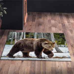 Tapis Ours Brun Imprimé 3D, Tapis Doux Non Tissé Motif Animal Sauvage pour Loft - Product Image 5