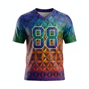 Maillots de football américain à manches courtes personnalisés, sublimés, 100% polyester, respirants, antibactériens, grande taille, logo avant, équipes - Product Image 5