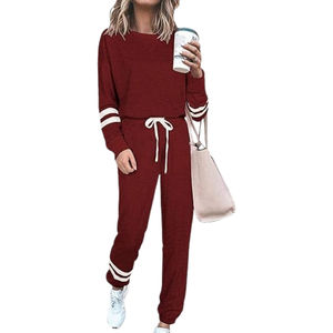 Chándal de mujer de Color estilo algodón 100% de calidad superior chándal de dos piezas de gran tamaño liso para mujer fabricado por Maximize Wear - Product Image 5