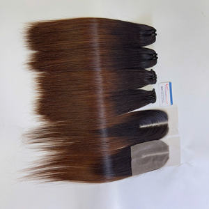 Produit chaud brun pointe os cheveux raides directement usine cuticule cheveux alignés extensions de tissage de cheveux vietnamiens - Product Image 1