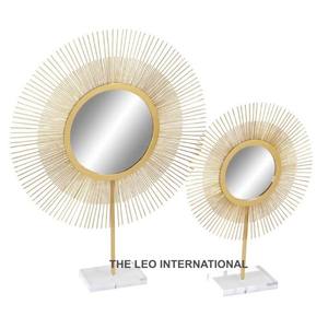 Miroir décoratif de chambre à coucher français personnalisé, grand miroir rond, design de miroir avec cadre en métal, forme irrégulière, miroir mural - Product Image 5