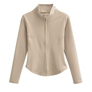 Haut de yoga respirant personnalisé en spandex/nylon, taille plus, vestes de fitness pour femmes, coupe ajustée extensible, vêtements de sport pour séances de fitness - Product Image 1