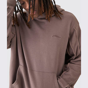 Sweat à capuche pour homme 100% coton 400gsm qualité supérieure hiver écologique couleur unie vintage terry logo personnalisé fermeture éclair - Product Image 2