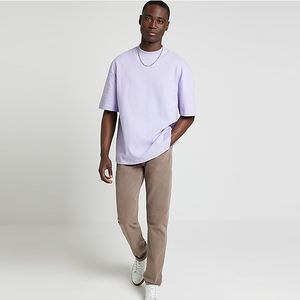 2025 camisa hombro caído hombres 100% algodón tejido transpirable Regular Fit camiseta venta al por mayor Venta caliente - Product Image 4