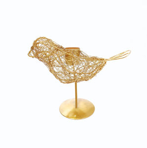 Porte-bougie en fil métallique en forme d'oiseau, support pour bougie chauffe-plat en fil métallique, décoration d'oiseau en fer, sculpture d'oiseau en métal, support de bougie de table décoratif - Product Image 4