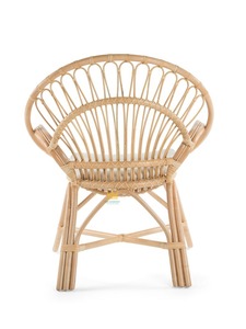 Fauteuil rond en rotin avec coussin d'assise Fait à la main De rotin Chaise de loisirs naturelle produit naturel tendance - Product Image 3