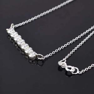 Collar de Diamantes Cultivados en Laboratorio, 7 Piedras, Corte Redondo, Diseño Flotante, Oro Blanco de 14K/18K, Joyería Nupcial para Bodas, Venta al por Mayor - Product Image 2