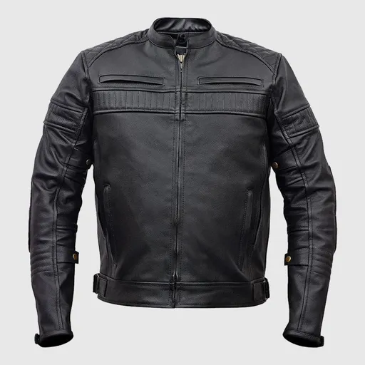 Veste de moto pour homme en cuir véritable/Vêtements de sport Veste d'équitation de motard avec protection blindée