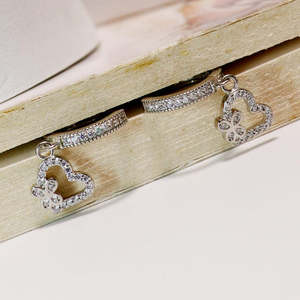 ต่างหูรูปหัวใจผีเสื้อสีเงิน Zarkan เครื่องประดับแฟชั่นสุดทันสมัย - Product Image 2