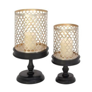 Vente chaude Fer Votive Bougeoir Forme Ronde De Luxe Perforé Noir Votive Bougeoir En Verre Décor À La Maison - Product Image 4