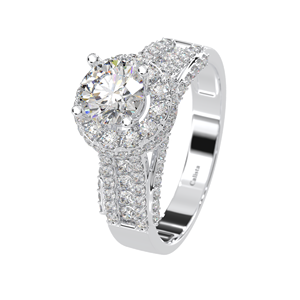 Bague de fiançailles pour femme de style classique avec pierres en argent 925 et zircone cubique plaqué rhodium coupe brillante fabriquée au Vietnam - Product Image 2