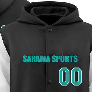 Veste d'hiver à manches longues pour homme en taille plus, personnalisée, coupe-vent, veste universitaire à capuche cousue, vente en gros - Product Image 2