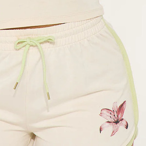 Camiseta con estampado de loto de dos piezas para mujer, precio barato de alta calidad, conjunto de 2 uds cortos estampados, conjunto de pantalones cortos personalizados de algodón 100% para mujer - Product Image 5