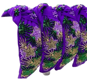 Best Designer Mardi Gras Festival Fashion Handcrafted Beaded <b>Headband</b> for Showcasing Your Festive Spirit <b>Headbands</b> - Product Image 1