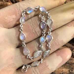 Pulsera de piedra lunar hecha a mano, plata de ley 925, joyería con piedras preciosas para mujer, regalo de piedra lunar natural - Product Image 1