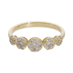 แหวนเพชรกลุ่มลายดอกไม้สีทอง14K มีลวดลาย5รอบ0.44CTW เพชรธรรมชาติตั้งค่าไมโครง่ามประกายคลาสสิก - Product Image 2