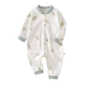 100% coton biologique 2 pièces doux unisexe combinaisons à manches longues barboteuse pour bébé garçons et filles âgés de 0-6 mois - Product Image 2