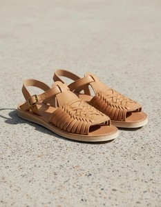 Sandales plates tressées couleur tan à bout ouvert avec bride à boucle, légères, respirantes, tendance mode, décontractées, chaussures d'été à enfiler - Product Image 5
