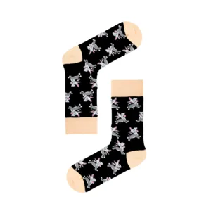 Unisex Black Ankle <b>Socks</b> with Cute Japanese Donkey Print Breathable Knitted One Size Fits All for Daily Use <b>Winter</b> & Summer - Product Image 1