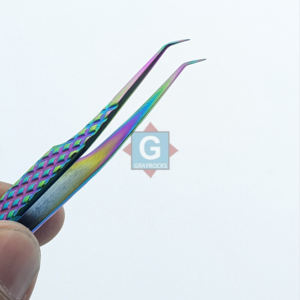 Pinzas de extensión de pestañas antiestáticas de alta calidad Punta curva de acero inoxidable con herramienta de maquillaje sostenible de belleza - Product Image 3