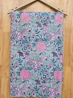 Tissu en Coton Pur Premium Imprimé à la Main avec Motifs Floraux Roses Vibrants, Écologique et Séchage Rapide, Idéal pour Chemises de Garçons et Utilisation en Auvent