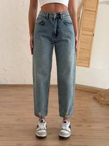 Women's Comfortable Fit Mid Waist Jeans High Quality <b>Stretch</b> <b>Denim</b> Breathable <b>Fabric</b> Casual Styles Wholesale - Product Image 2