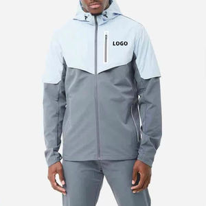 Chándal de nailon con capucha de tormenta de triple ajuste para hombre, tela tejida, conjunto de chándal ligero de dos piezas para correr - Product Image 2