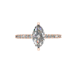 Bague de fiançailles en or massif 14 carats avec diamant taille marquise pour femme avec sertissage à griffes et style ethnique - Product Image 4