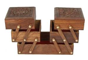 Caja de Joyería Rectangular de Madera Pintada a Mano, Duradera, Hecha en India, para Guardar Dulces, Regalo, Diwali, Boda, Henna, Haldi, Mehndi - Product Image 5