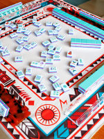 Nouvelle livraison rapide, accessoires de mahjong américains modernes de luxe personnalisés, boîte en acrylique combinée, tapis de table à impression indienne haut de gamme