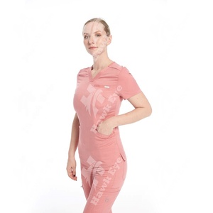 Suministros de enfermería Tallas grandes Cintura de yoga elástica Mujeres Scrub Set Scrubs Uniformes Tejido médico de alta calidad - Product Image 6