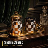 Pot à bougie en céramique européenne avec couvercle, ornement de rangement en porcelaine dorée, pot décoratif pour la maison, OEM ODM, logo personnalisé