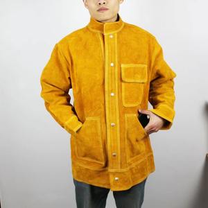 Veste de soudeur en cuir de vachette fendu couleur marron originale haute anti-chaleur lutte contre l'incendie pour le soudage vêtements de sécurité vêtements en cuir - Product Image 4