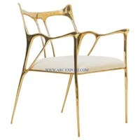 Attrayant Designer Métal Laiton Or Poli Décor À La Maison Chaises Avec Siège En Cuir Blanc Fantaisie Top Vente Meubles Chaises