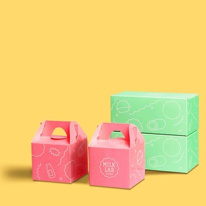 Cajas de palomitas de maíz de papel para manualidades personalizadas con etiquetas adhesivas, diseño de Arte Negro, embalaje rosa para jabón honesto, mantequilla, aperitivos, laboratorio de leche - Product Image 2