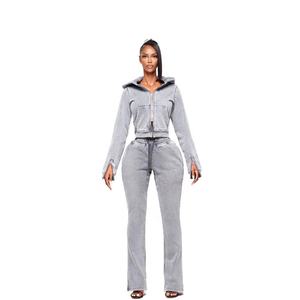 Conjunto de dos piezas Mufa ACID WASH, bordado de socorro, 100 pantalones de chándal de algodón, conjunto de 2 piezas para mujer, trajes 2025 - Product Image 2