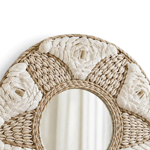 Espejo de Pared con Marco de Fibra y Conchas Marinas con Diseño Floral, Espejo Decorativo Hecho a Mano, Adorno Decorativo para Colgar en la Pared - Product Image 2