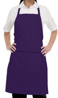 Delantales de Chef Personalizados de Polialgodón Viscosa Morado, Largos, Lavables, Unisex, con Logotipo Personalizado, Uniformes para Restaurantes y Bares