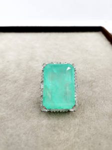 Anillo de Plata de Ley 925 Hecho a Mano con Piedra Preciosa Paraiba, Patrón Geométrico, Platino, Certificado IGI, Joyería Fina con Incrustaciones para Fiesta - Product Image 5