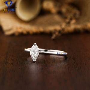 0.30 TDW Marquise Cut Solitaire <b>Diamond</b> <b>Ring</b> 18k White Gold Vertical Prong Hpht/Cvd <b>Diamond</b> Lab Stone - Product Image 2
