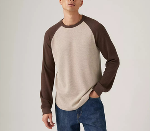 Ajuste Regular 60% algodón, 40% poliéster cuello redondo raglán manga larga Camiseta térmica para hombres multicolor 240 GSM logotipo personalizado - Product Image 1