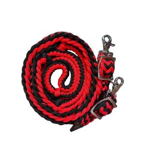 Custom Braided Nylon Barrel Roping Reins for Horses Metal Trigger <b>Snap</b> Hooks Dual Colour Western Riding High Quality Fully - Product Image 1