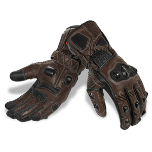 Unisex Genuine Leather Full Gauntlet Motorbike Gloves Printed Auto Racing Motif Winter Full Finger Touchscreen Capabilities - Product Image 6