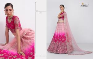 Lehenga choli ตาข่ายผีเสื้อหนักกับเสื้อด้านใน Santo หมองคล้ำ - Product Image 4