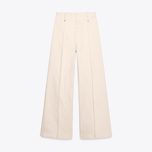 Pantalon Palazzo à Jambes Larges et à la Mode Personnalisé en Denim pour Femme, Taille Haute, Coupe Ample, Pantalon Élégant, Chic, Décontracté, Tenue d'Été - Product Image 1